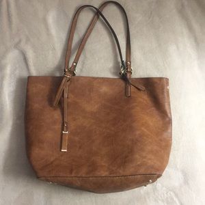Brown Faux Leather Tote